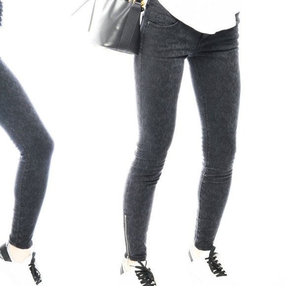 NWT CURRENT/ELLIOTT Wash Black Zip Ankle Skinny Jean Pants Made in USA MSRP $218 - Picture 4 of 16